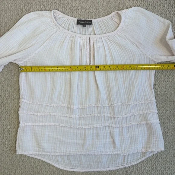 Michael Stars Double Gauze Keyhole Top Bloom Pink Boho Peasant Blouse Medium - Picture 8 of 16